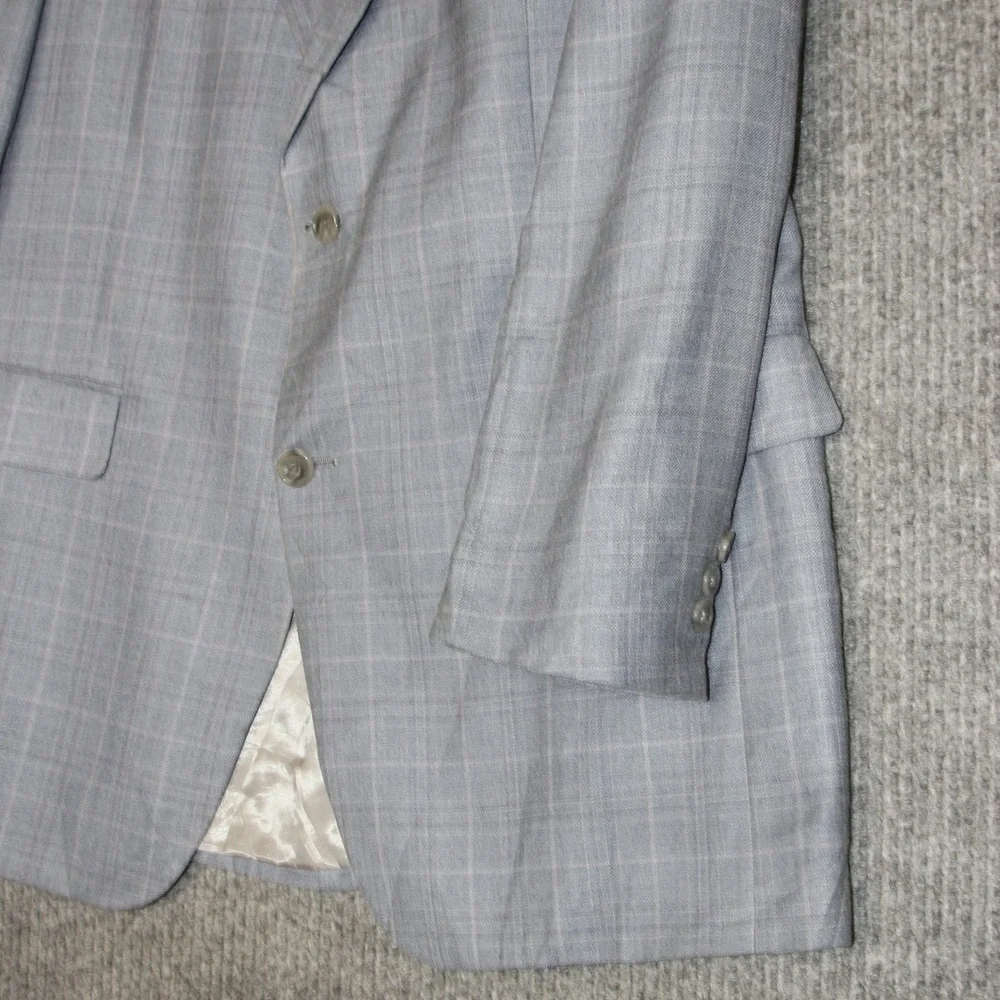 Hart Schaffner Marx Mens‎ Size 42L Blue Plaid Blazer Suit Jacket Made in USA